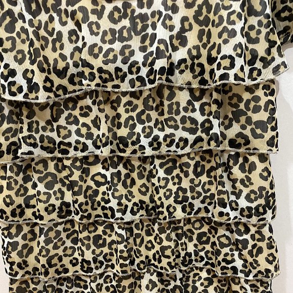 Stylish Leopard Print Rufled Blouse size 7/8 - Picture 2 of 4